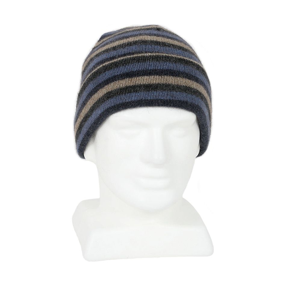 Possum Merino Multi Striped Beanie - Lothlorian Knitwear