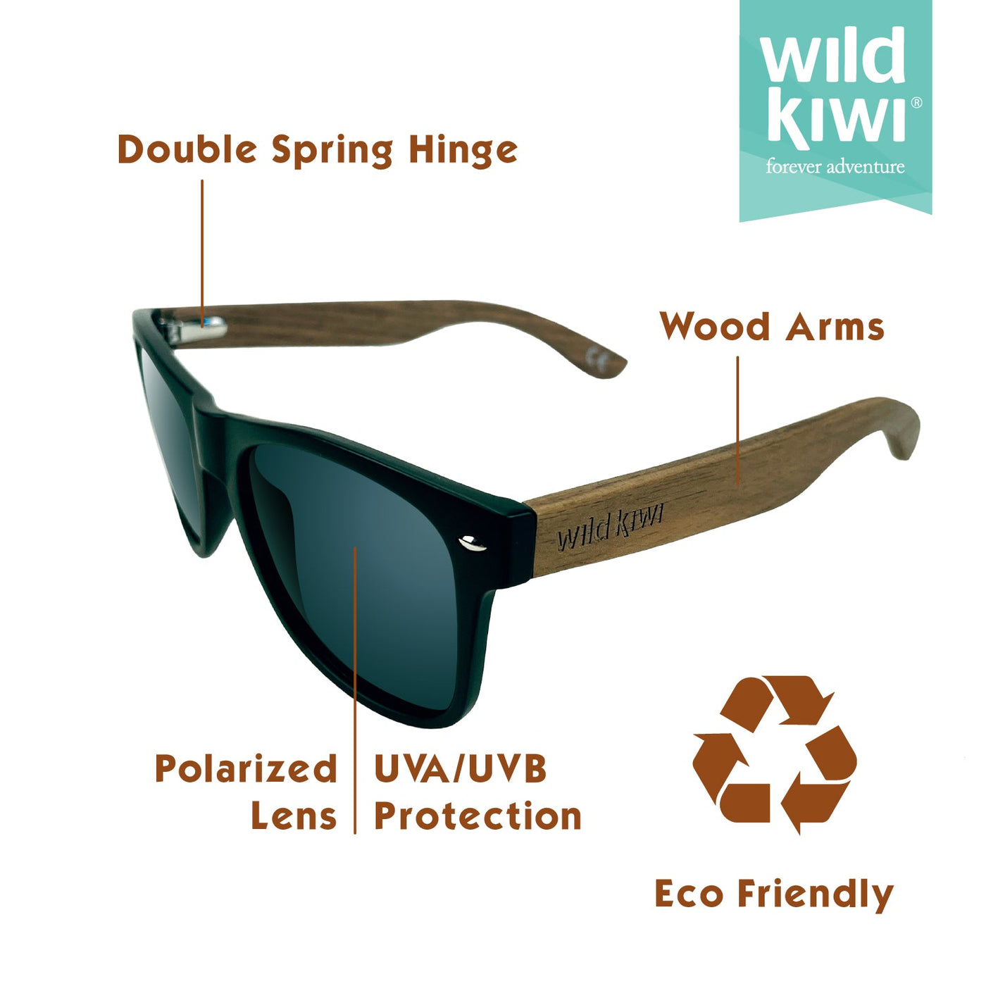 Wood Sunglasses Polarised for Men and Women - Walnut