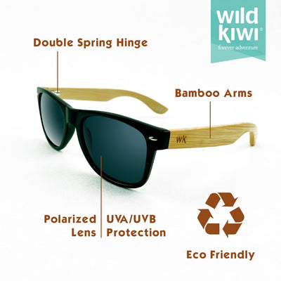 Bamboo Sunglasses Polarised for Men and Women - Black
