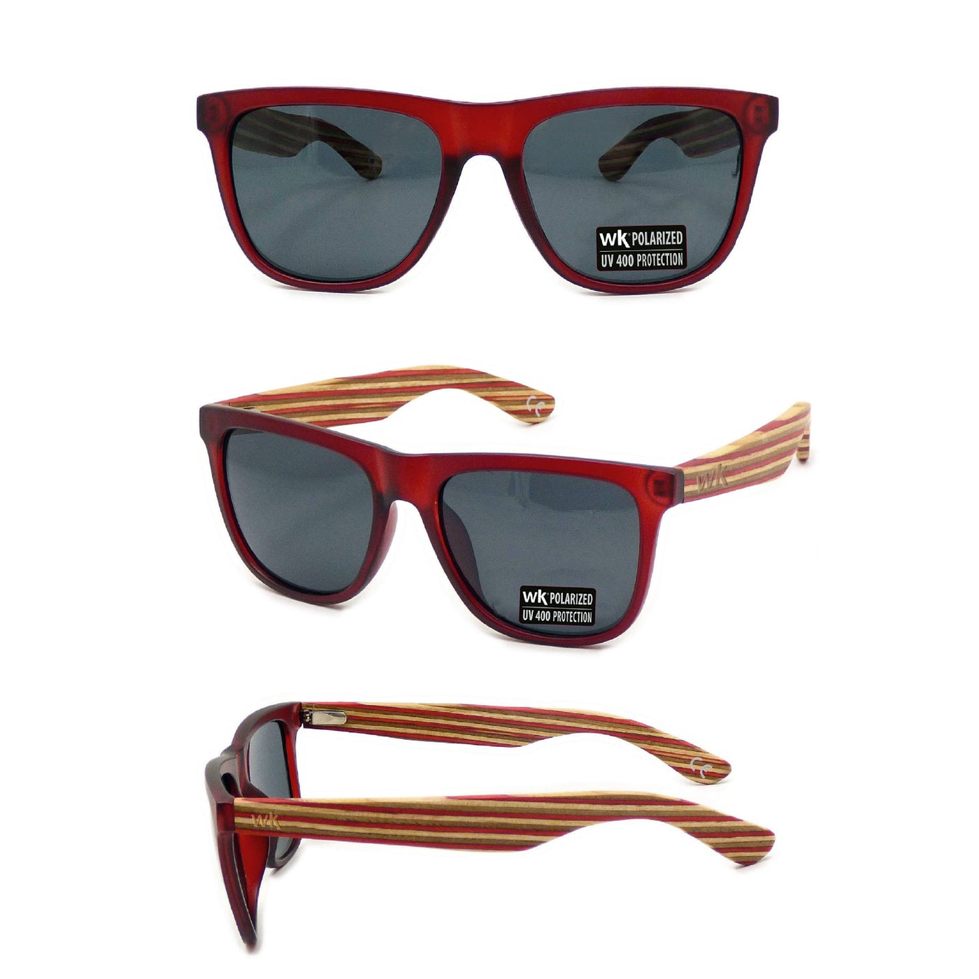Wood Sunglasses Polarised for Men and Women - Dark Red