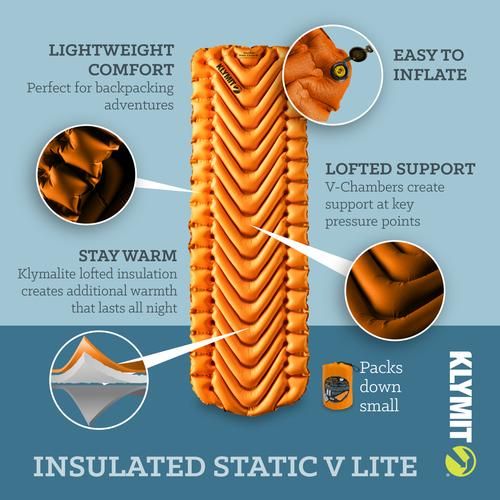 Klymit Insulated Static V Lite Sleeping Mat – Dwights Outdoors